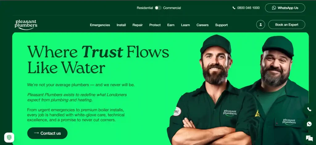 Table of the best plumbers in London

